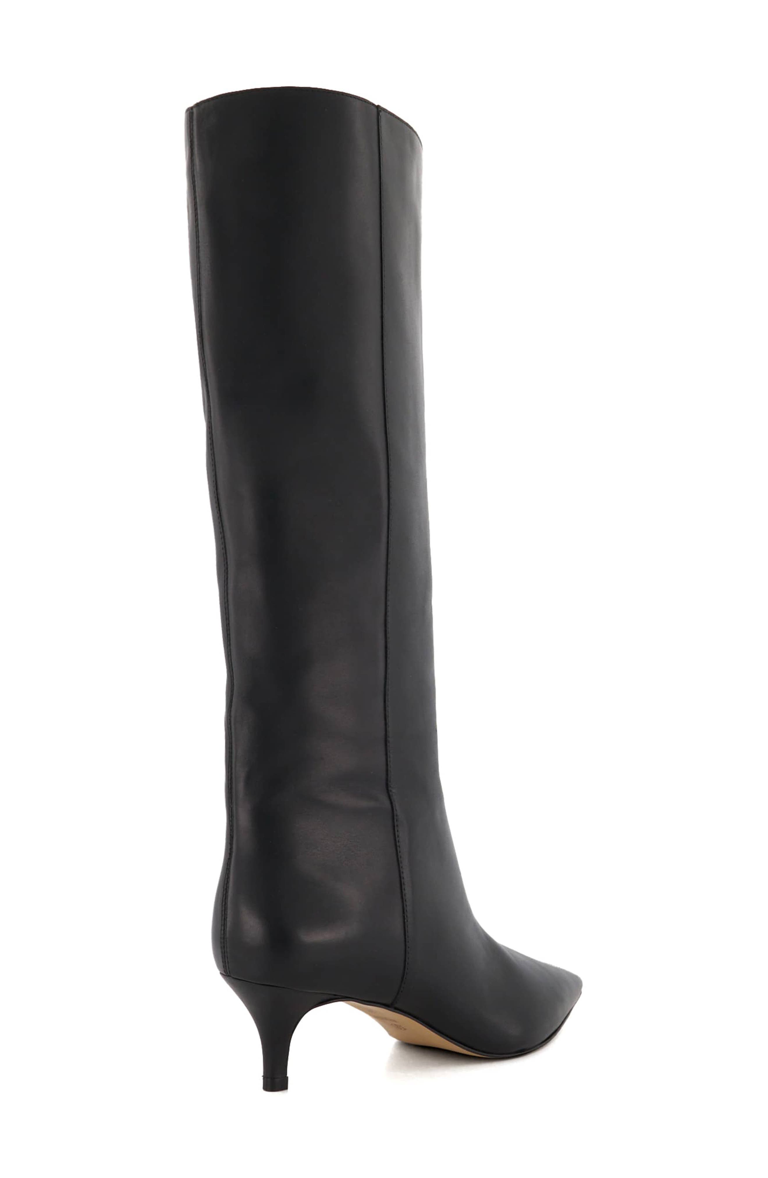 Dune London Smooth Knee High Boot, Alternate, color, Black Leather