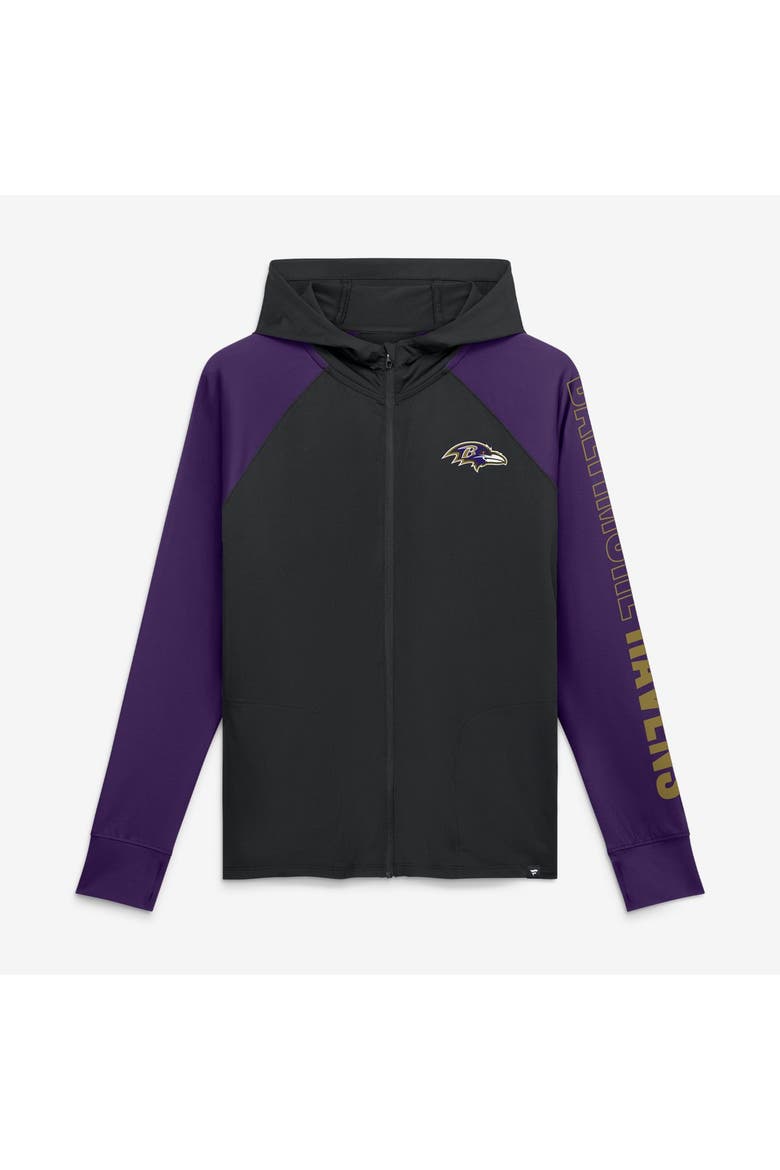 Women's Fanatics Black/Purple Baltimore Ravens Cornerback Blitz​ Raglan Full-Zip Hoodie, Alternate, color, Black