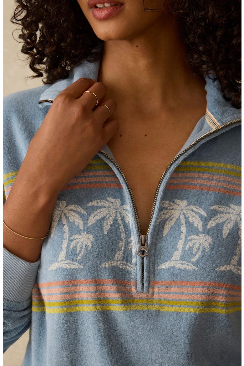 Cabana Terry Cloth Quarter Zip Pullover, Alternate, color, PALM RAINBOW BEACH