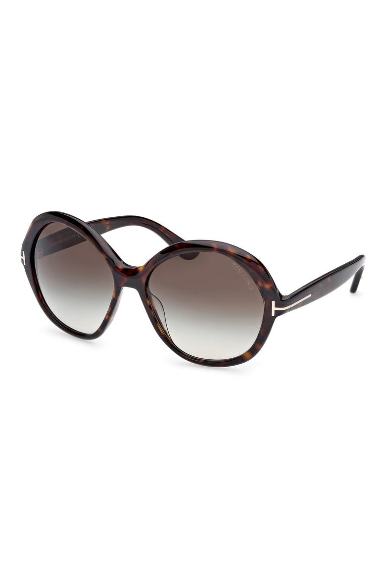 Annabelle 60mm Gradient Round Sunglasses, Alternate, color, SHINY HAVANA ECO / GRAD SMOKE