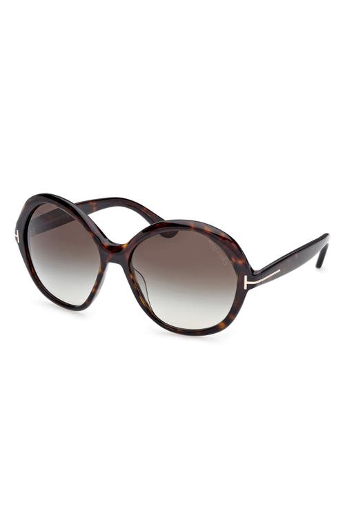 Tom Ford Annabelle 60mm Gradient Round Sunglasses In Brown