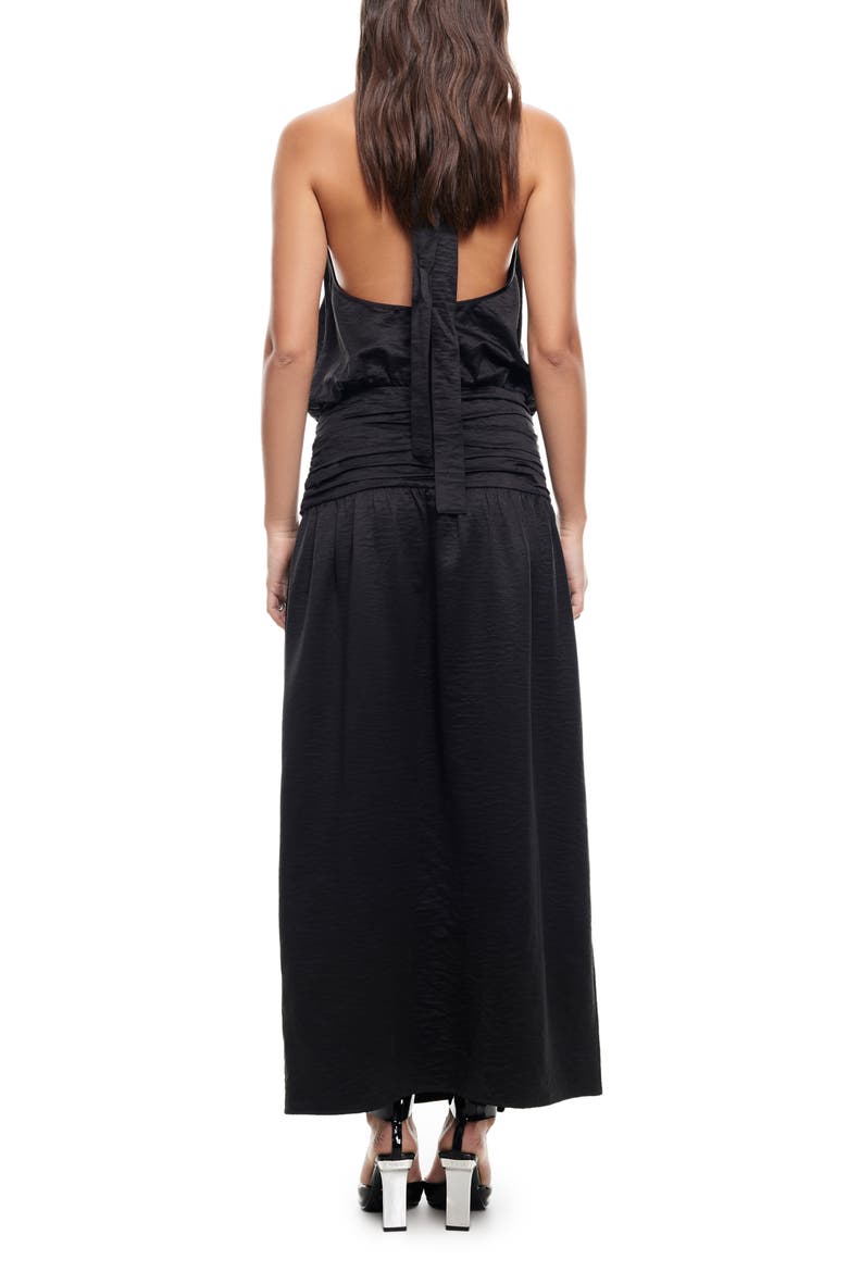 Sylvie Halter Neck Hammered Satin Maxi Dress, Alternate, color, INK