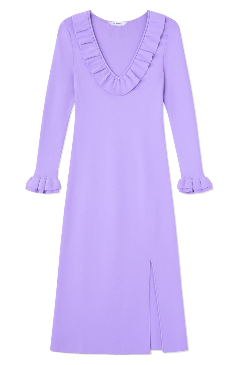 LK Bennett Grace Long Sleeve Rib Knit Dress, Alternate, color, Violet