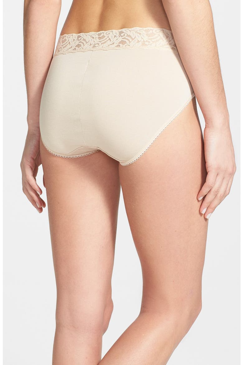 Cotton Suede Lace Trim High Cut Briefs, Alternate, color, NATURALLY NUDE