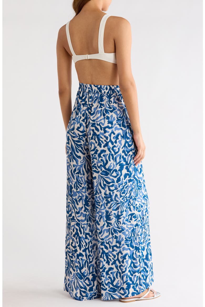 Print Wide Leg Pants, Alternate, color, BLUE CAROLINA