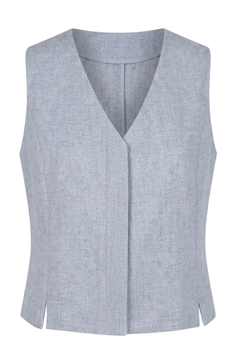 Modenaire Hidden Front Closure Sleeveless Top & Midi Skirt Set, Alternate, color, Light Grey