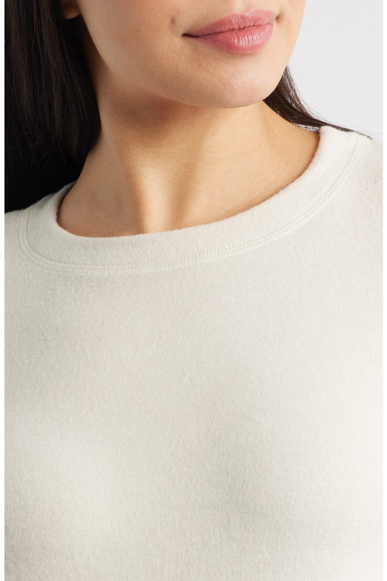 Brushed Jersey Crewneck Top, Alternate, color, CREAM