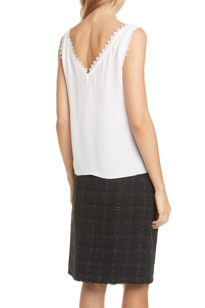 Lace Detail Silk Tank, Alternate, color, SNOW