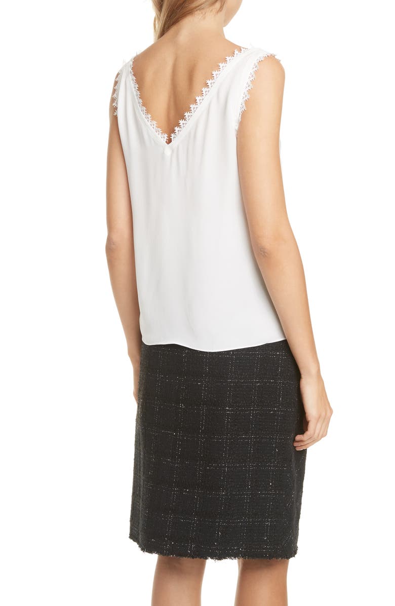 Tailored by Rebecca Taylor Lace Detail Silk Tank, Alternate, color, 