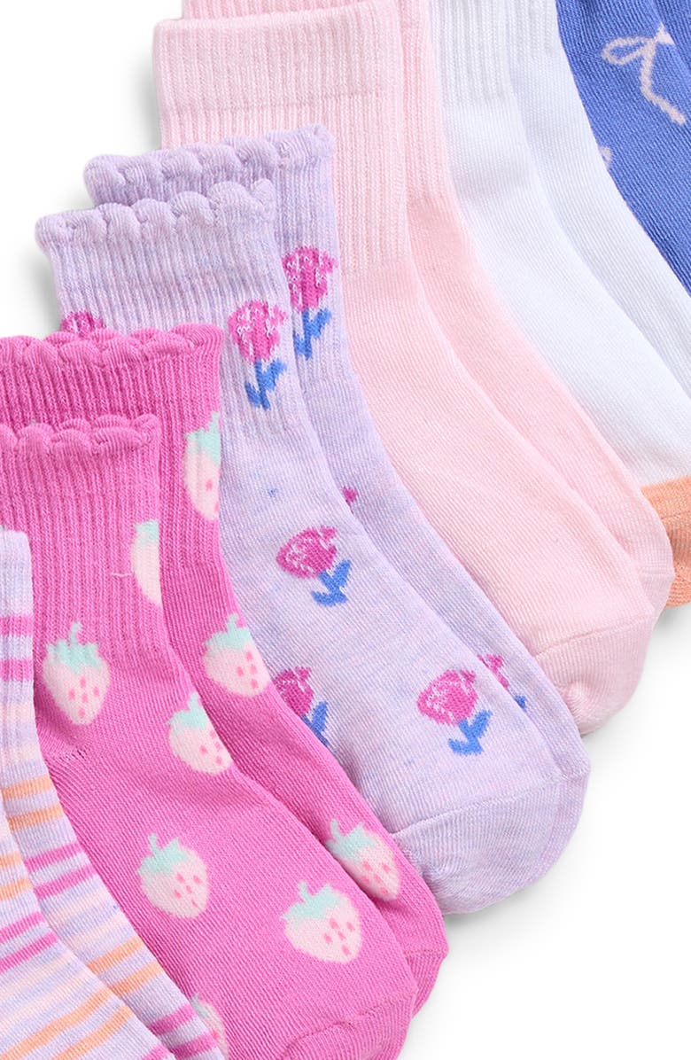 Capelli New York Kids' Dainty Mixed Icons Assorted 8-Pack Crew Socks, Alternate, color, Pink Multi Combo