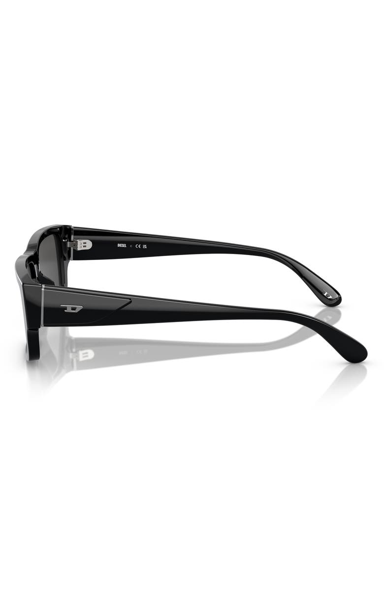 DIESEL<sup>®</sup> Geck-D 57mm Rectangular Sunglasses, Alternate, color, Shiny Black/ Dark Grey