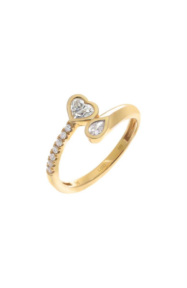 BY ADINA EDEN Lab Grown Diamond Bezel Heart Claw Ring 14K, Main, color, 14K Gold