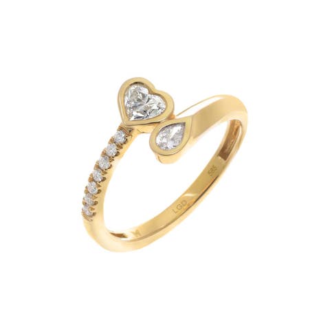 Lab Grown Diamond Bezel Heart Claw Ring 14K