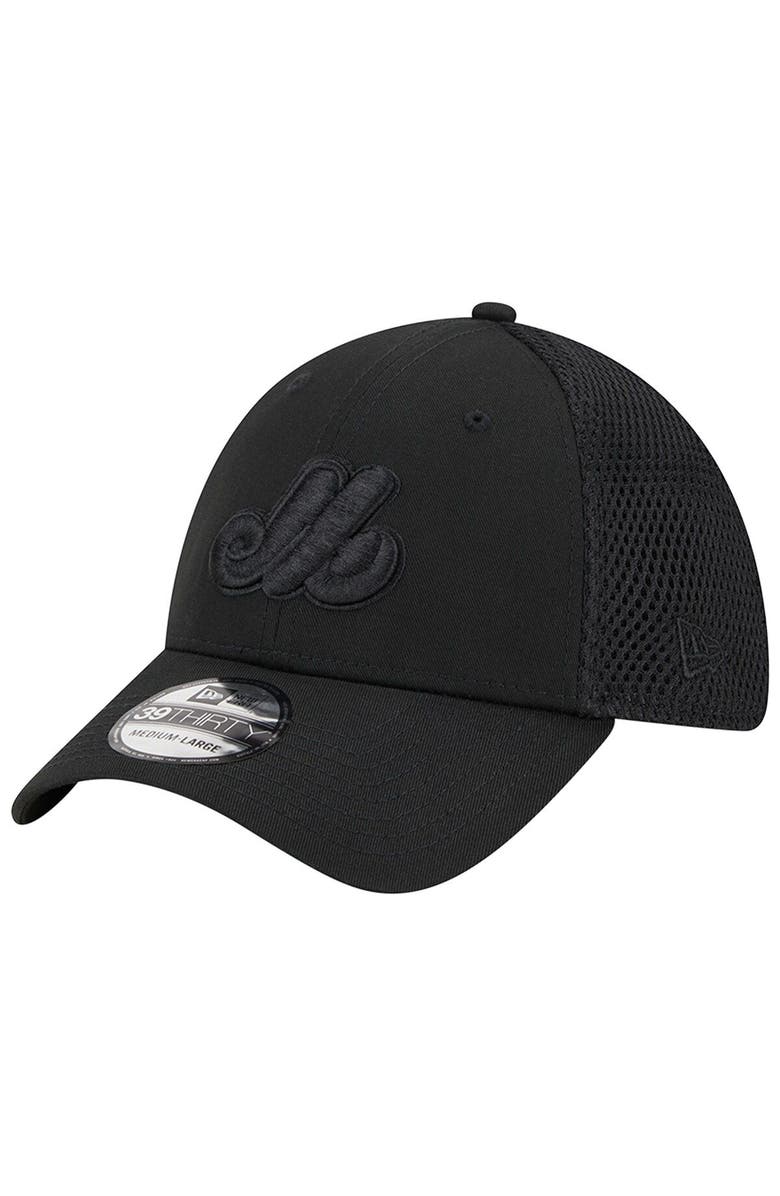 New Era Men's New Era Montreal Expos Black-on-Black Neo Mesh 39THIRTY Flex Hat, Main, color, 