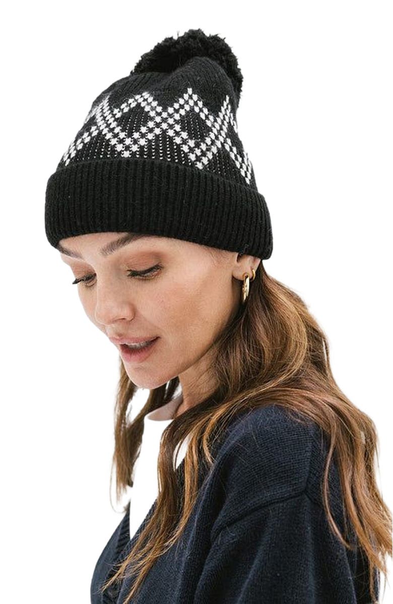Gigi Pip Elio Pom Beanie, Main, color, Black