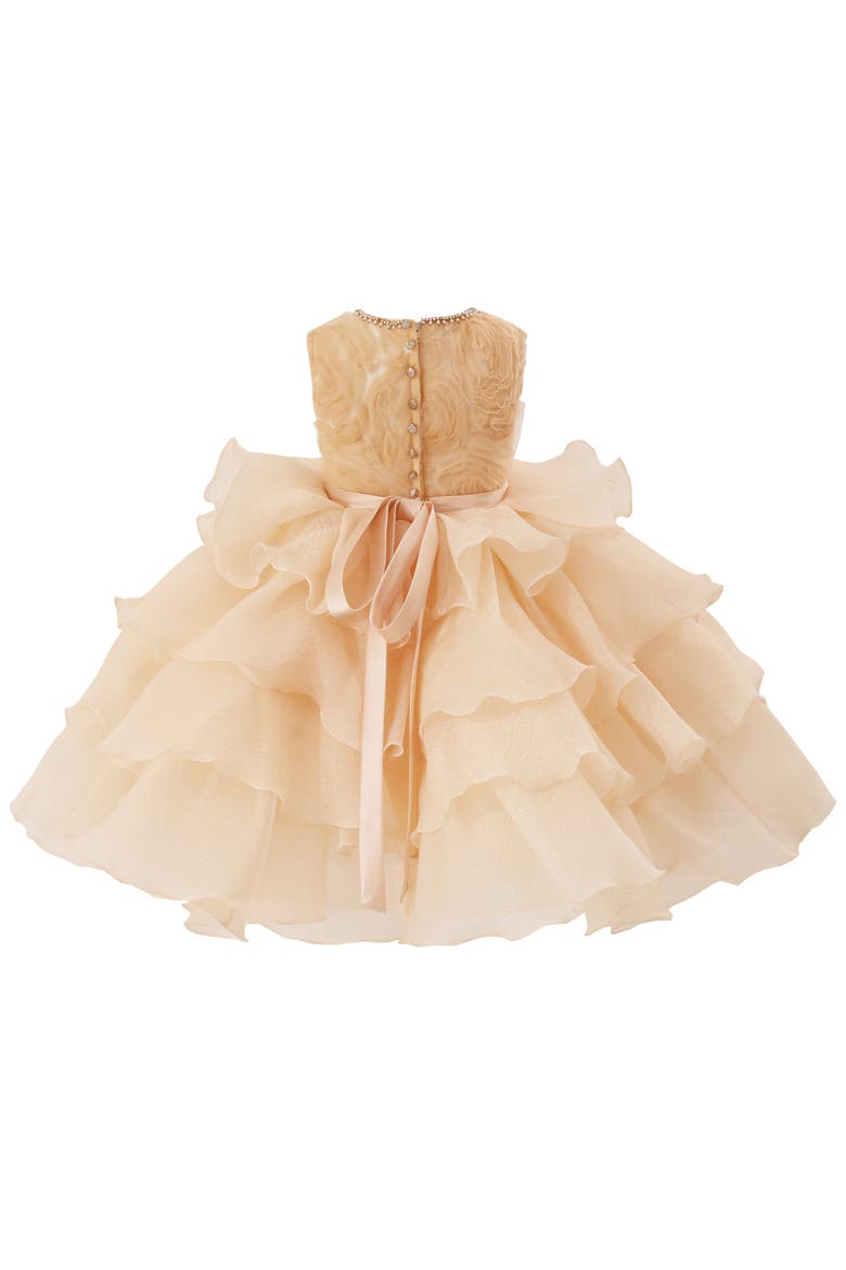 Cream Floral Ruffle Occasion Dress, Alternate, color, Cream