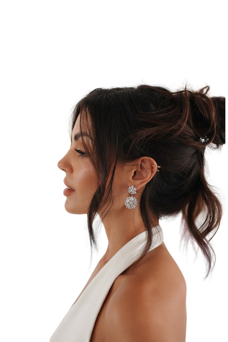 Empress Crystal Earrings, Alternate, color, Silver