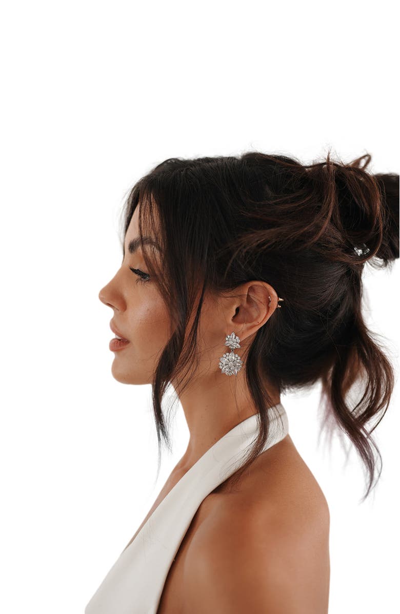 Untamed Petals Empress Crystal Earrings, Alternate, color, Silver