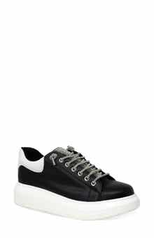 Rhinestone Faux Leather Platform Sneaker