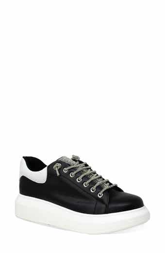 Rhinestone Faux Leather Platform Sneaker
