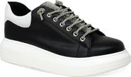CHASE AND CHLOE Rhinestone Faux Leather Platform Sneaker