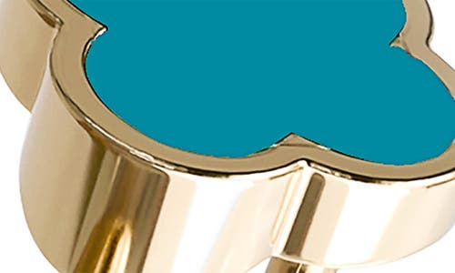 Gabi Rielle Clover Oven Band Cuff Ring In Gold/turquoise