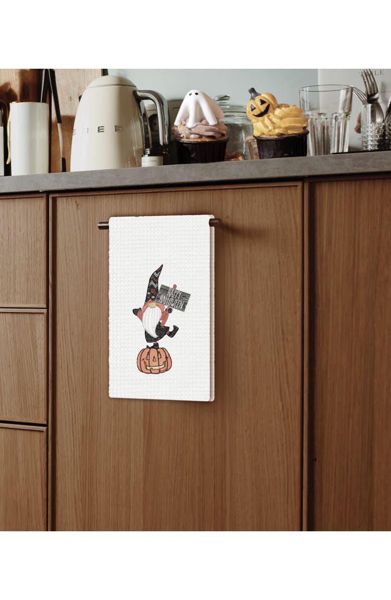 C&F Home Halloween Gnome Embroidered Cotton Waffle Weave Kitchen Towel, Alternate, color, White