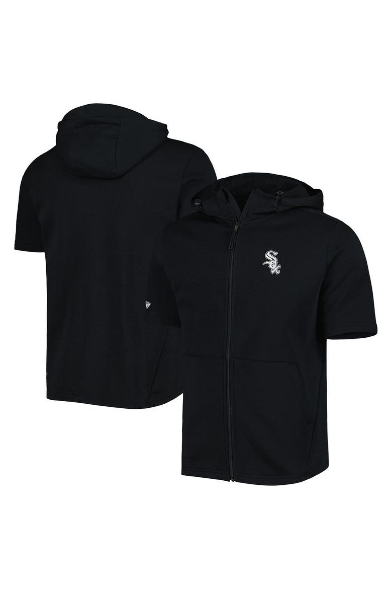 Men's Levelwear Black Chicago White Sox Recruit Full-Zip Short Sleeve Hoodie, Main, color, Black