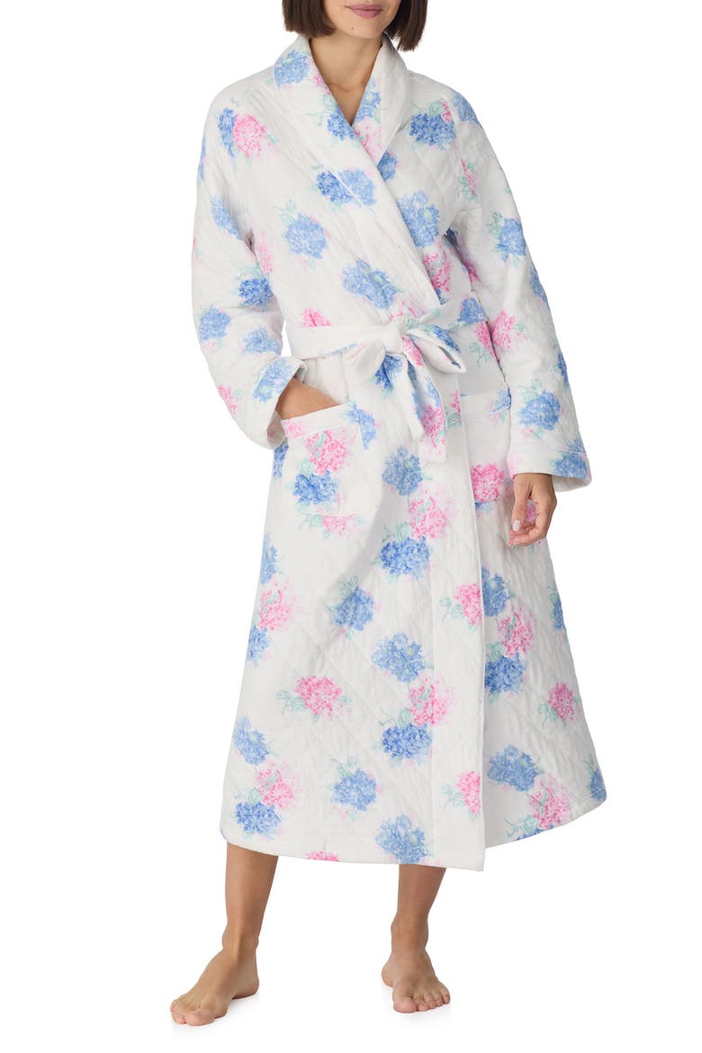 Ballet Quilted Wrap Robe, Main, color, WHITE/ FLORAL
