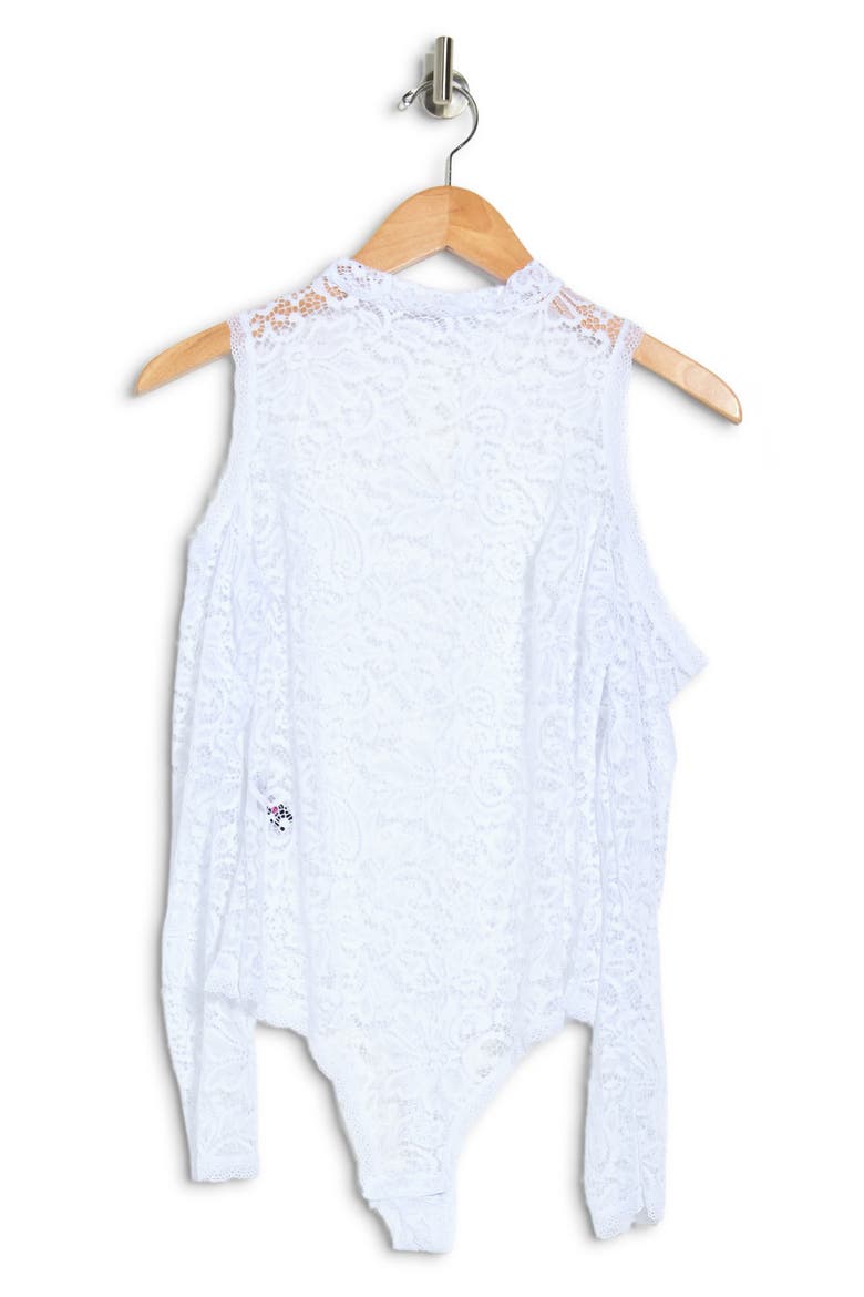 SECRET LACE Cold Shoulder Lace Bodysuit, Main, color, WHITE