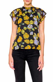 MELLODAY Flutter Sleeve Chiffon Top