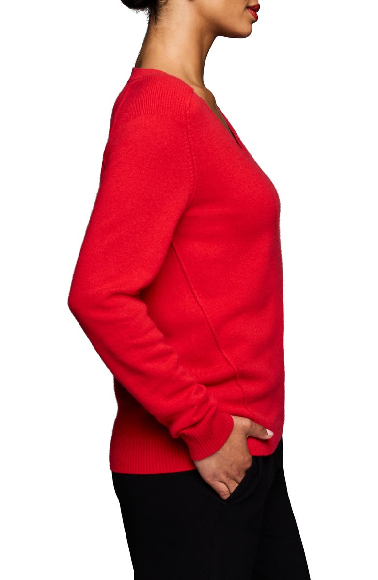 NIC+ZOE V-Neck Cashmere Sweater, Alternate, color, Scarlet