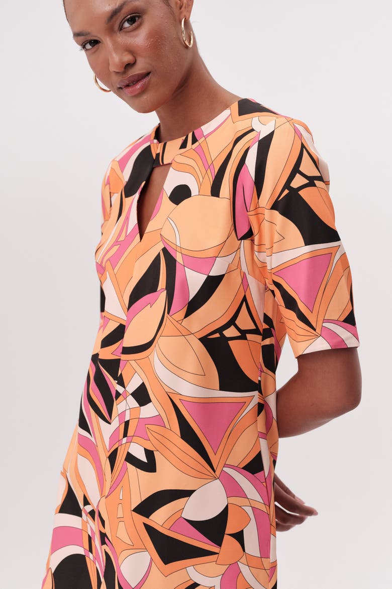 Short Sleeve Cut Out Mini Printed Dress, Alternate, color, MULTICOLOR