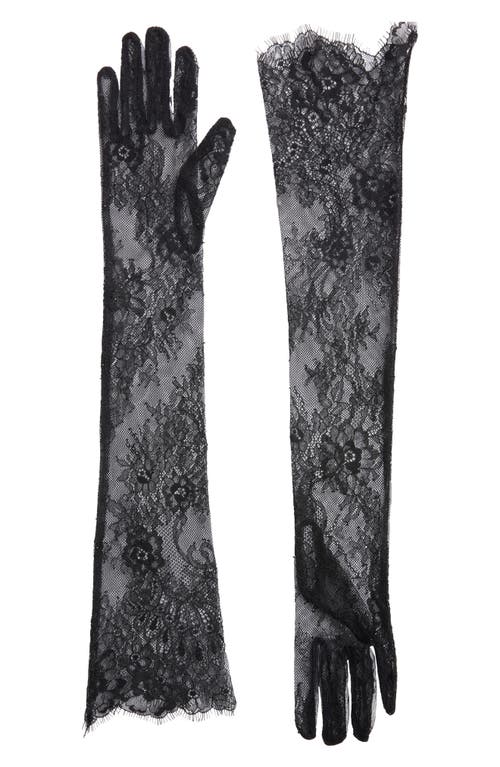 High Heel Jungle Chantilly Lace Long Gloves In Black