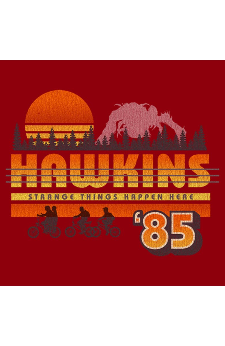 Stranger Things Men's Stranger Things Retro Hawkins Bikers Graphic T-Shirt, Alternate, color, Cardinal
