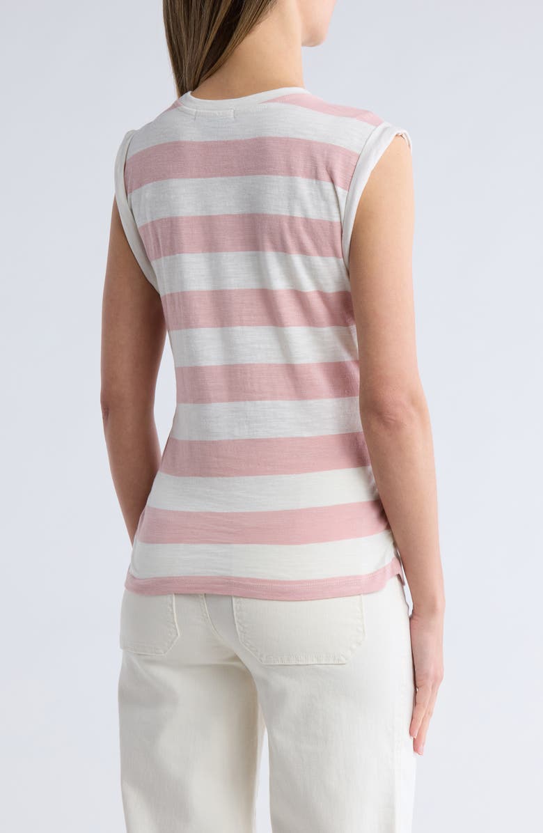 Sanctuary Ruched Side Muscle Tank, Alternate, color, Milk / Rose Clay Stripe