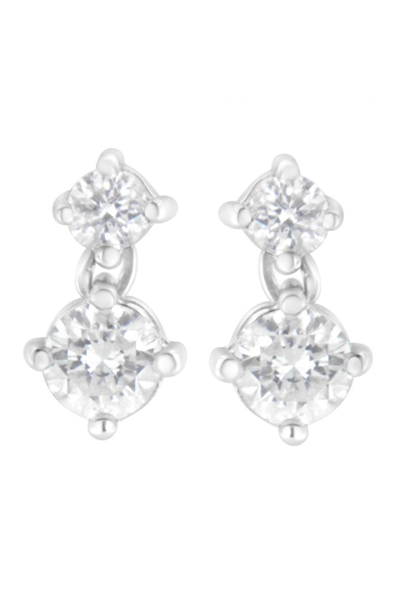 14K White Gold 1 cttw Double Diamond Stud Earrings, Alternate, color, White