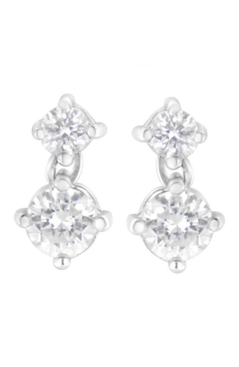 Haus of Brilliance 14K White Gold 1 cttw Double Diamond Stud Earrings, Alternate, color, White