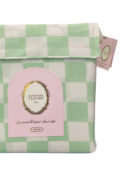 Maison Des Fleurs Check Print Microfiber Sheet Set In Multi