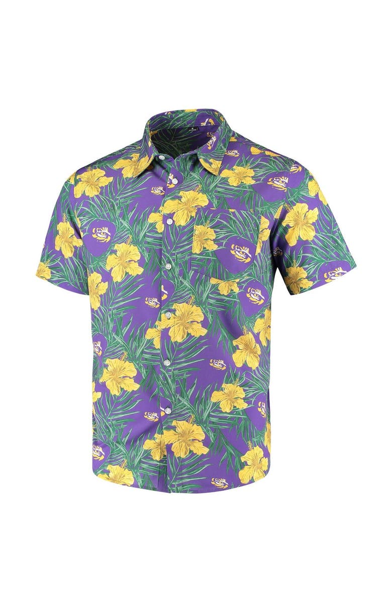 FOCO Men's Purple LSU Tigers Floral Button-Up Shirt, Alternate, color,