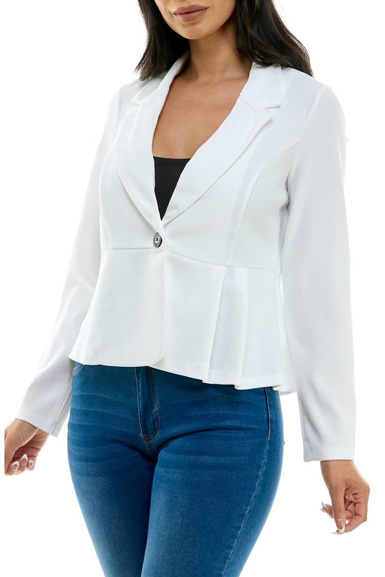 Notch Lapel Peplum Blazer, Alternate, color, IVORY