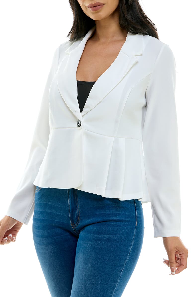 Nina Leonard Notch Lapel Peplum Blazer, Alternate, color, Ivory