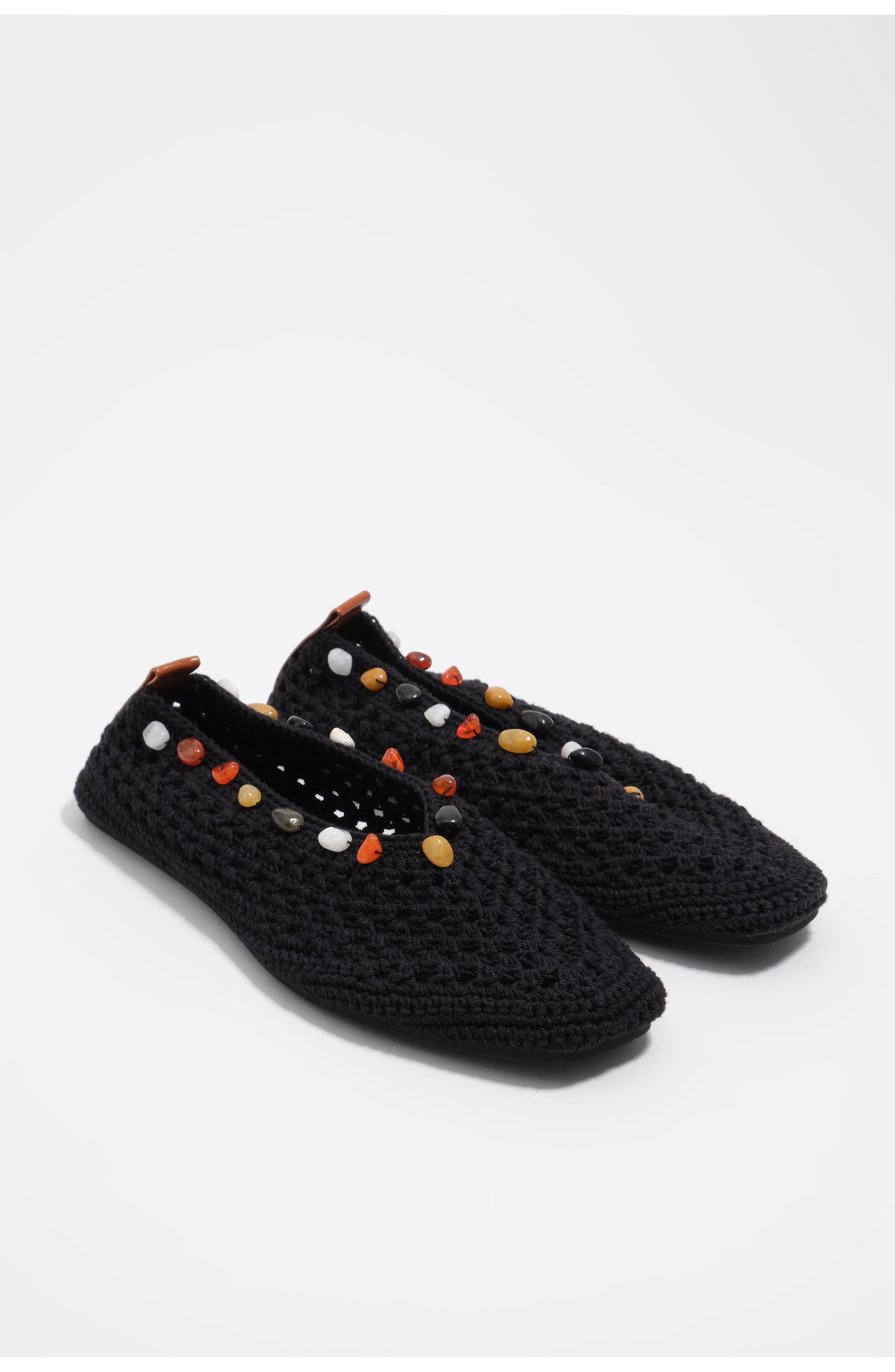 Bimba y Lola Crochet Ballerina With Stones, Alternate, color, Black