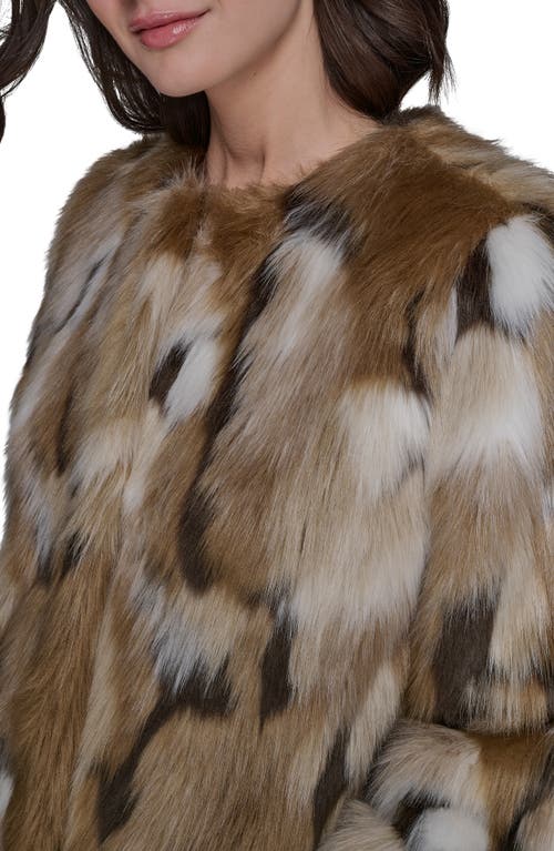 Karl Lagerfeld Paris Collarless Faux Fur Jacket In Multi