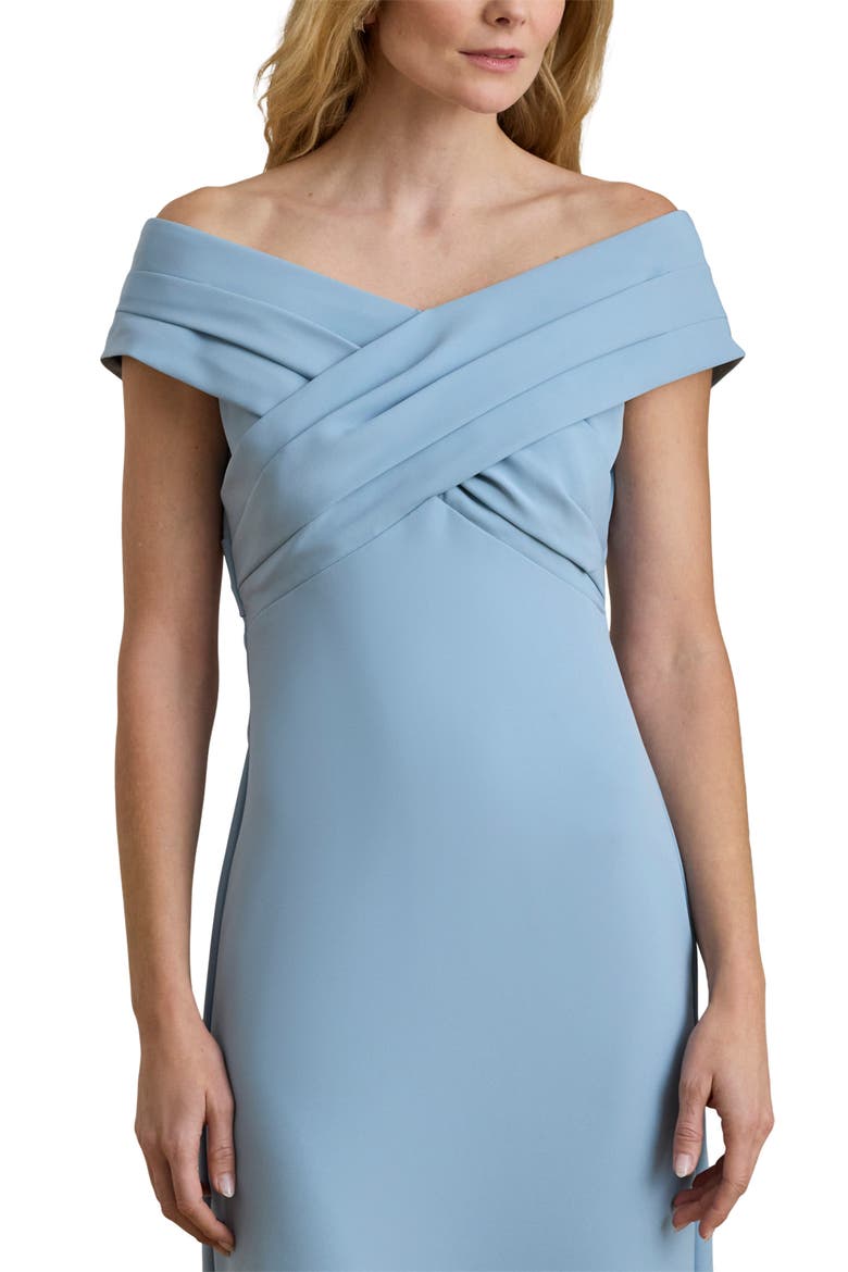 Irene Off the Shoulder Polished Crepe Gown, Alternate, color, BLUE NOTE