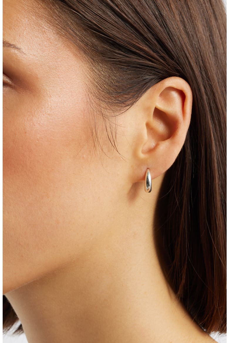 Teardrop Huggie Hoop Earrings, Alternate, color, STERLING SILVER