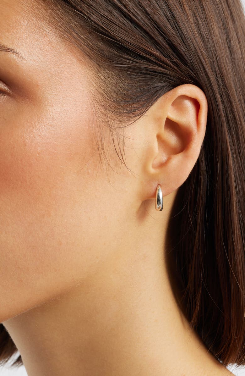 Nashelle Teardrop Huggie Hoop Earrings, Alternate, color, Sterling Silver