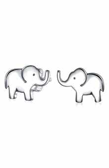 BLING JEWELRY Animal Lover Elephant Stud Earrings