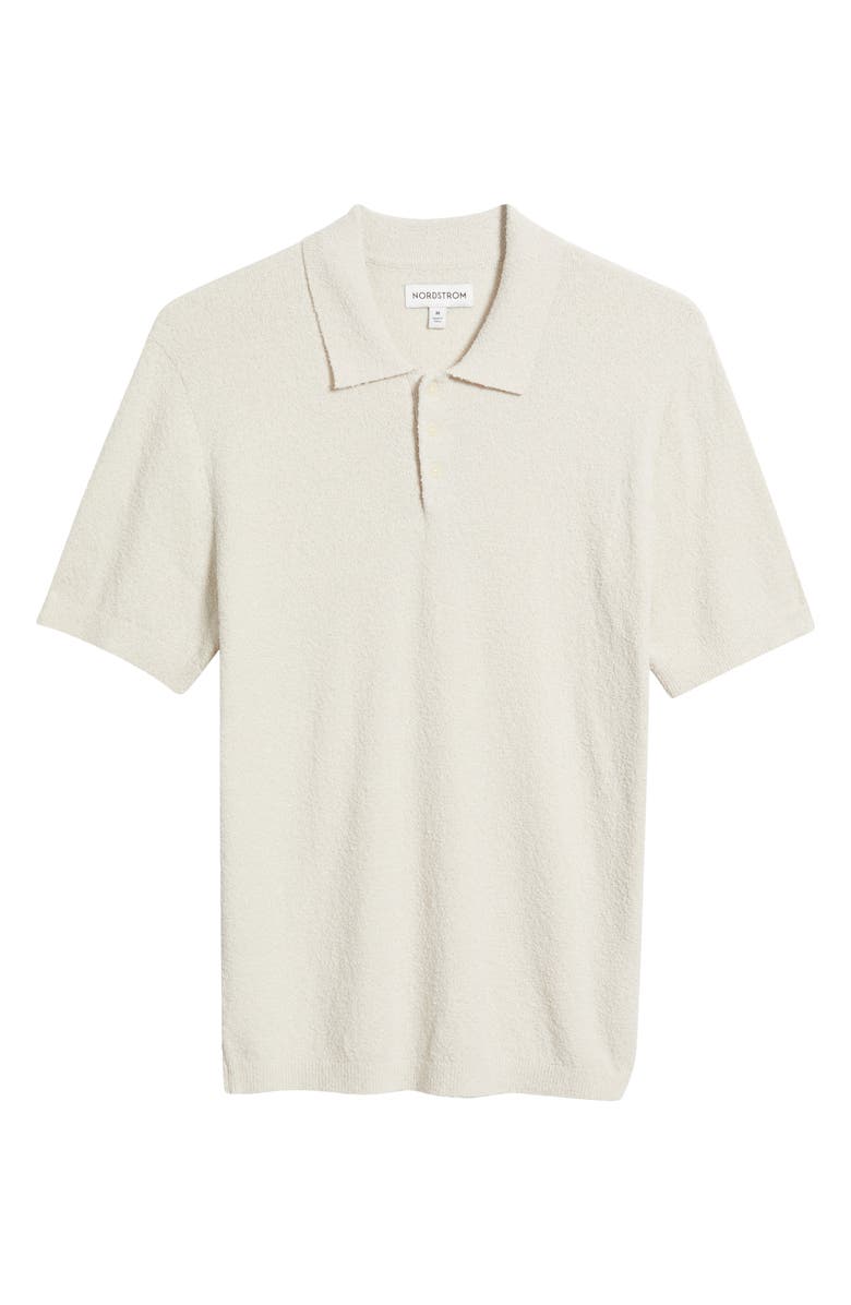 Nordstrom Short Sleeve Bouclé Polo Sweater, Alternate, color, Beige Pumice