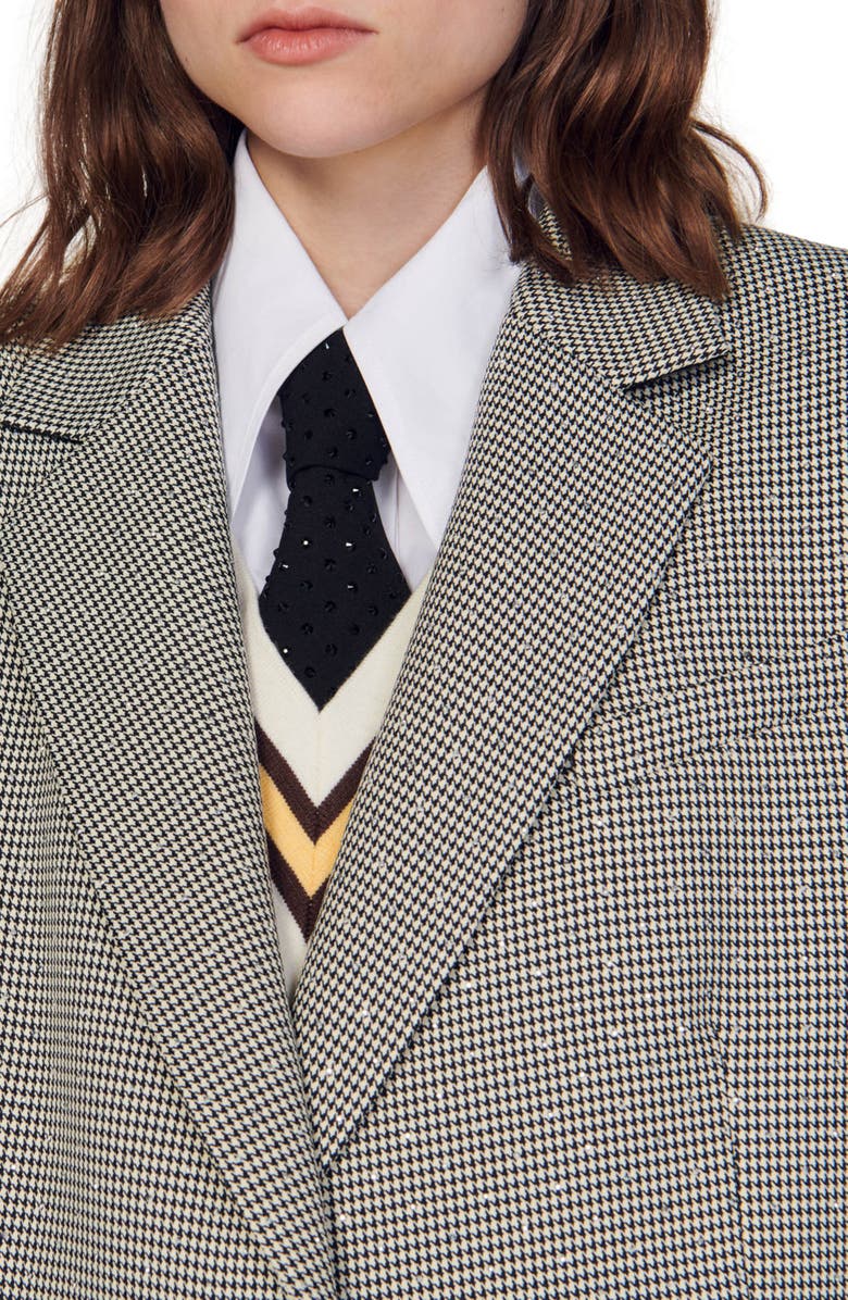 SANDRO Toinu Crystal Detail Houndstooth Check Blazer, Alternate, color, 